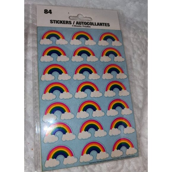 Rainbow Cloud Stickers 84 Pack Sheets Set Of 4 Vintage Sealed NOS - Picture 5 of 7